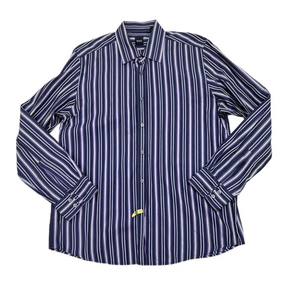 Hugo Boss Other - Hugo Boss Button Down Long Sleeve Dress Shirt Men XL Striped Purple Cotton